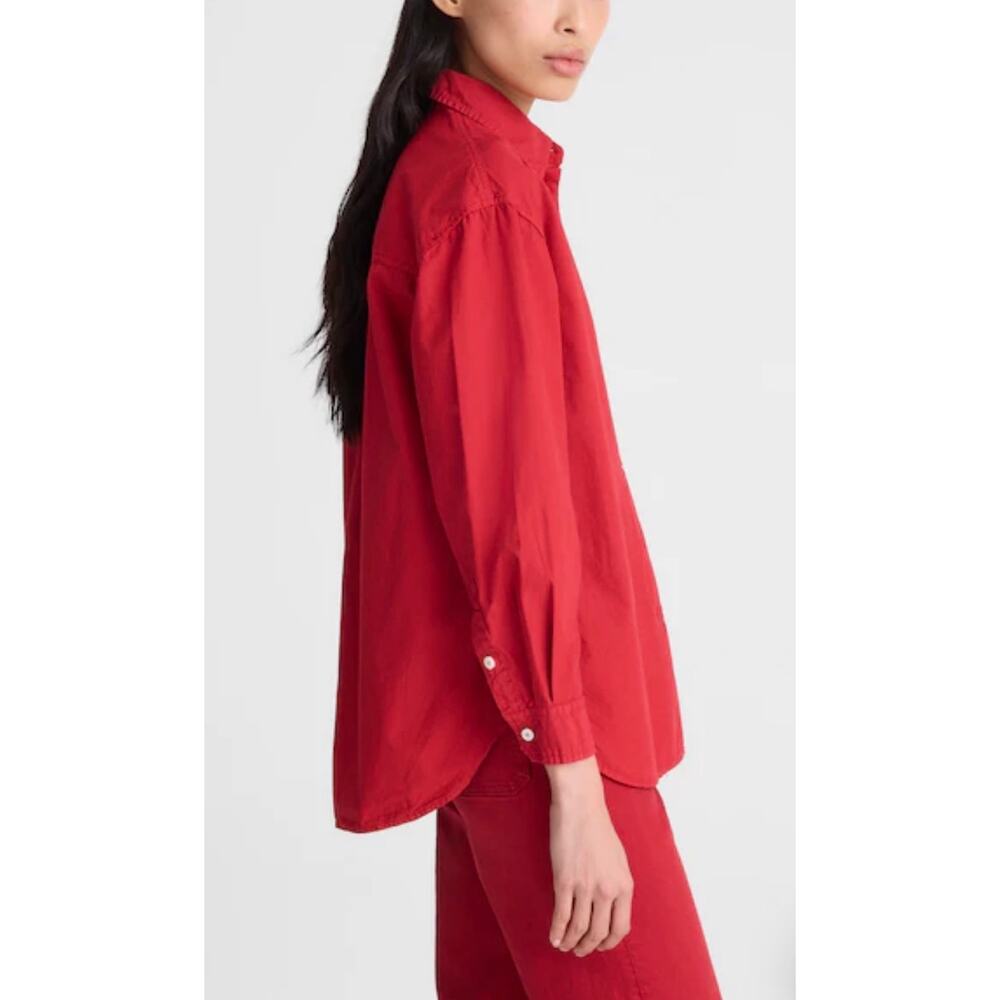 NWT Madewell The Easy Shirt in Poplin Cherry Red Button-Up Oversized Cotton M - Picture 2 of 10